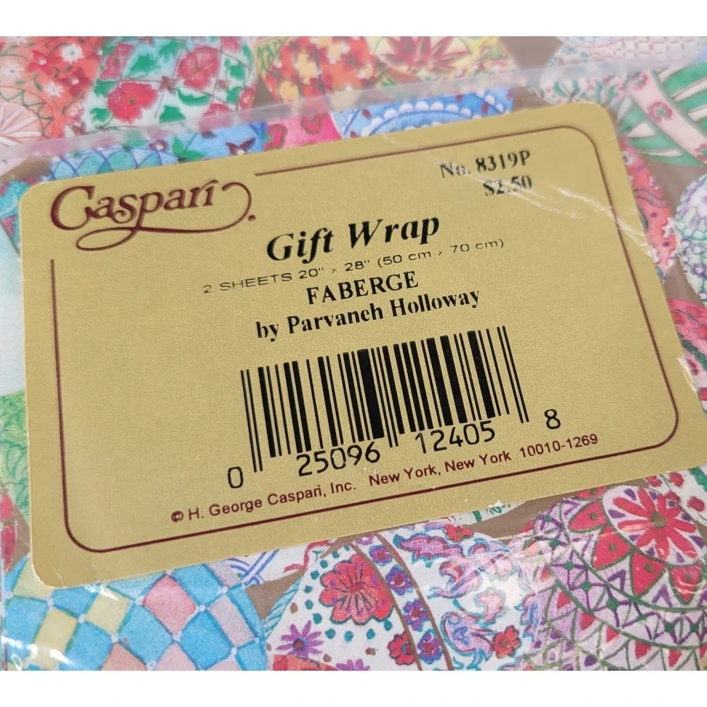 4 Packs Vintage Old Stock Caspari‎ Gift Wrapping Paper Faberge Egg Holloway NEW
